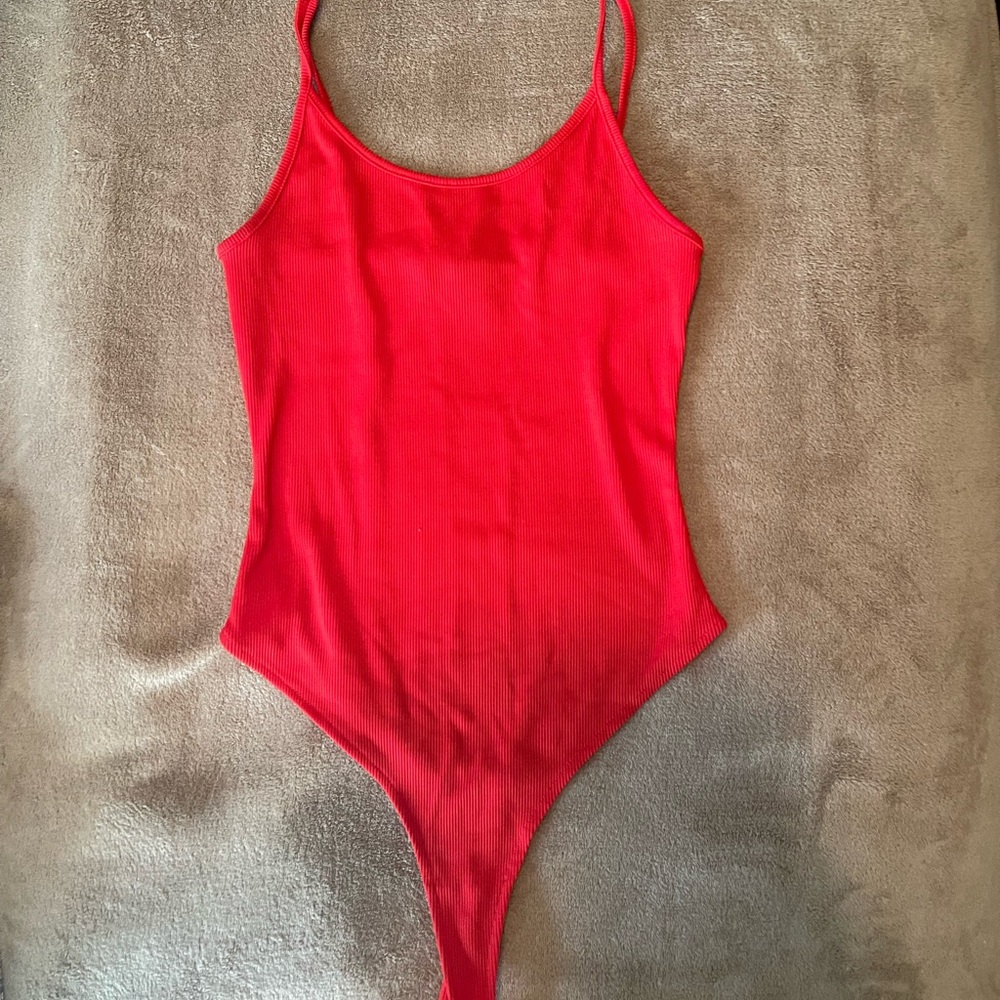 Red Spaghetti Strap Bodysuit